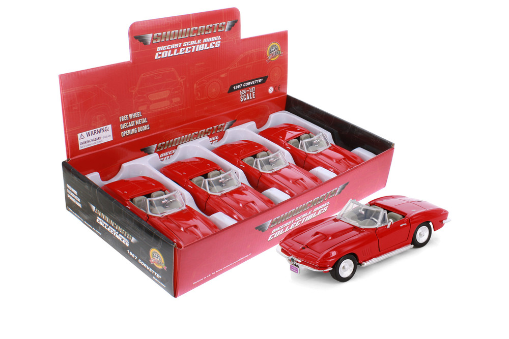1967 Chevy Corvette Convertible, Red - Showcasts 77224D - 1/24 Scale Diecast Model Toy Car