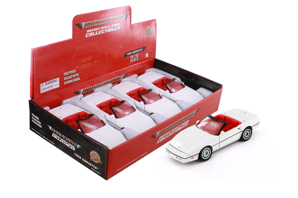 1986 Chevy Corvette Convertible, White - Showcasts 77298D - 1/24 Scale Diecast Model Toy Car