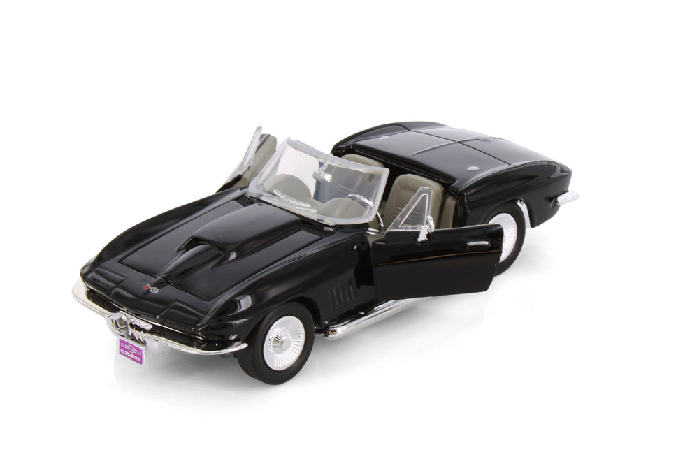 1967 Chevy Corvette Convertible, Black - Showcasts 77224D - 1/24 Scale Diecast Model Toy Car