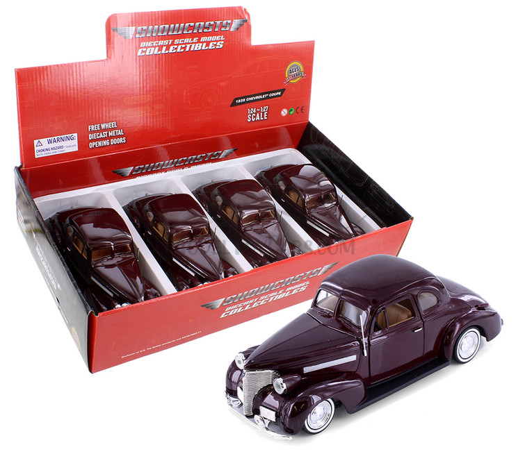 1939 Chevy® Coupe Hardtop, Burgundy - Showcasts® 77247BGD - 1/24
