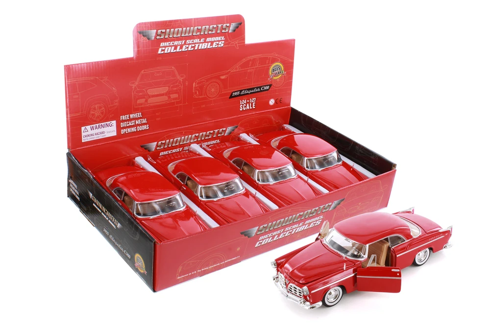 1955 Chrysler C300 Hardtop, Red - Showcasts 77302RD - 1/24 Scale Diecast Model Toy Car