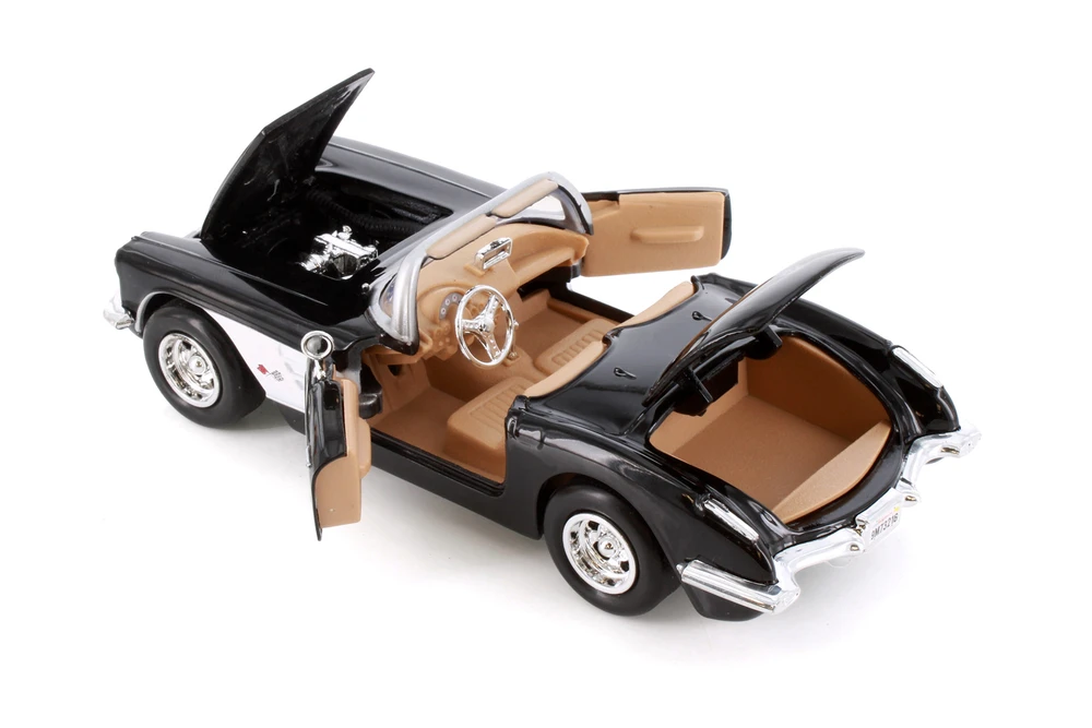 1959 Chevy Corvette Convertible, Black - Showcasts 77216D - 1/24 Scale Diecast Model Toy Car
