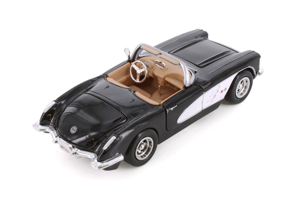 1959 Chevy Corvette Convertible, Black - Showcasts 77216D - 1/24 Scale Diecast Model Toy Car