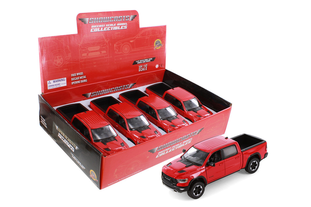 2019 Dodge Ram 1500 Crew Cab Rebel Pickup Truck, Red - Showcasts 71358D - 1/24 Scale Diecast Model Toy Car