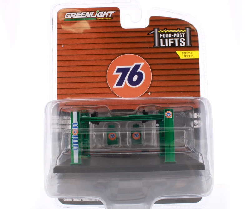 GREEN MACHINE Union 76 Four-Post Lift, Green - Greenlight 16120C/48 - 1/64 scale Diecast Accessory