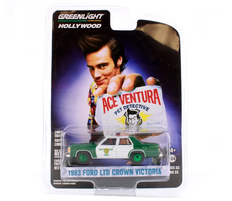 GREEN MACHINE Miami-Dade Police Department 1983 Ford LTD Crown Victoria, Ace Ventura: Pet Detective - Greenlight 44930B/48 - 1/64 scale Diecast Model Toy Car