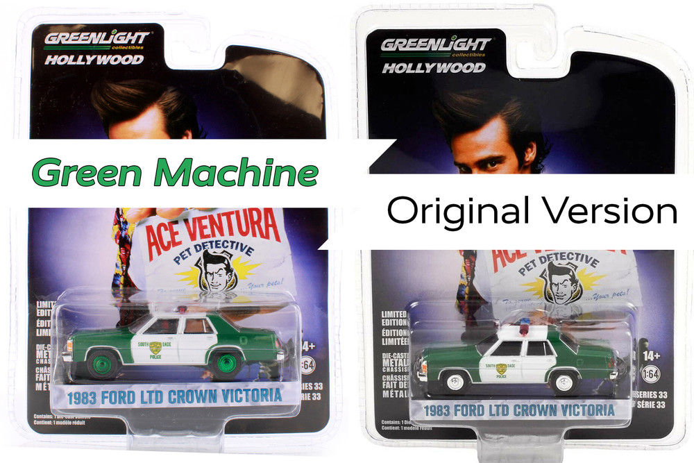 GREEN MACHINE Miami-Dade Police Department 1983 Ford LTD Crown Victoria, Ace Ventura: Pet Detective - Greenlight 44930B/48 - 1/64 scale Diecast Model Toy Car