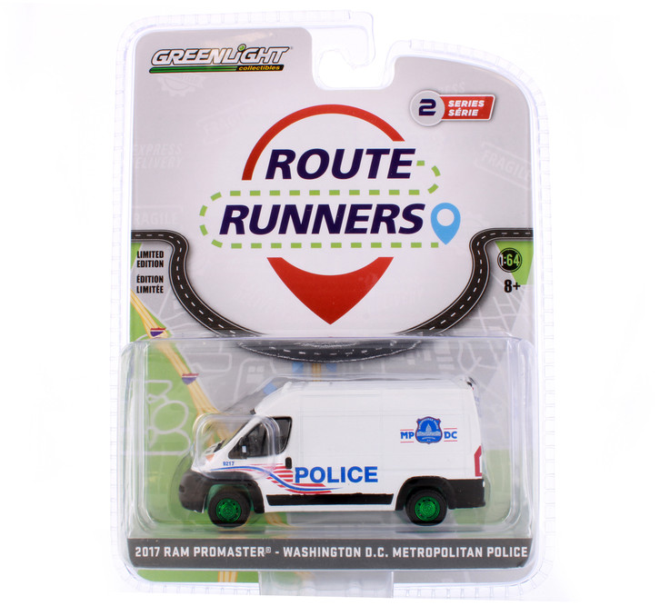 GREEN MACHINE Washington D.C. Metropolitan Police 2017 Dodge Ram ProMaster 2500 Cargo High Roof Van, White - Greenlight 53020C/48 - 1/64 scale Diecast Model Toy Car