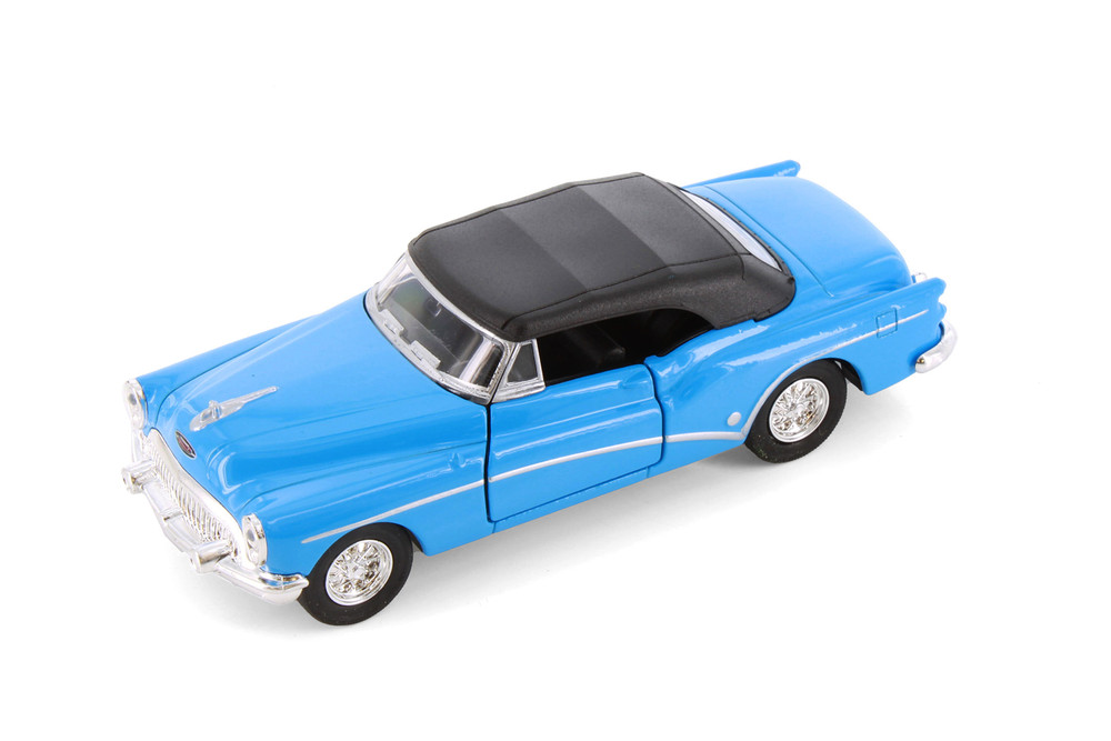 1953 Buick Skylark Convertible Soft Top, Blue - Welly 43664H/D - 1/34 Scale Diecast Model Toy Car