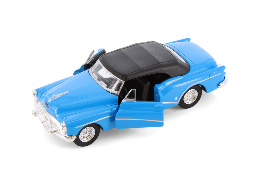 1953 Buick Skylark Convertible Soft Top, Blue - Welly 43664H/D - 1/34 Scale Diecast Model Toy Car