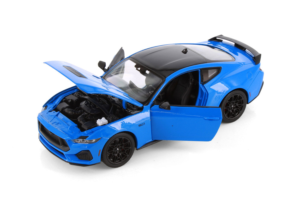 2024 Ford Mustang GT, Blue Muscle Car - Welly 24123/4D - 1/24 Scale Diecast Model Toy Car