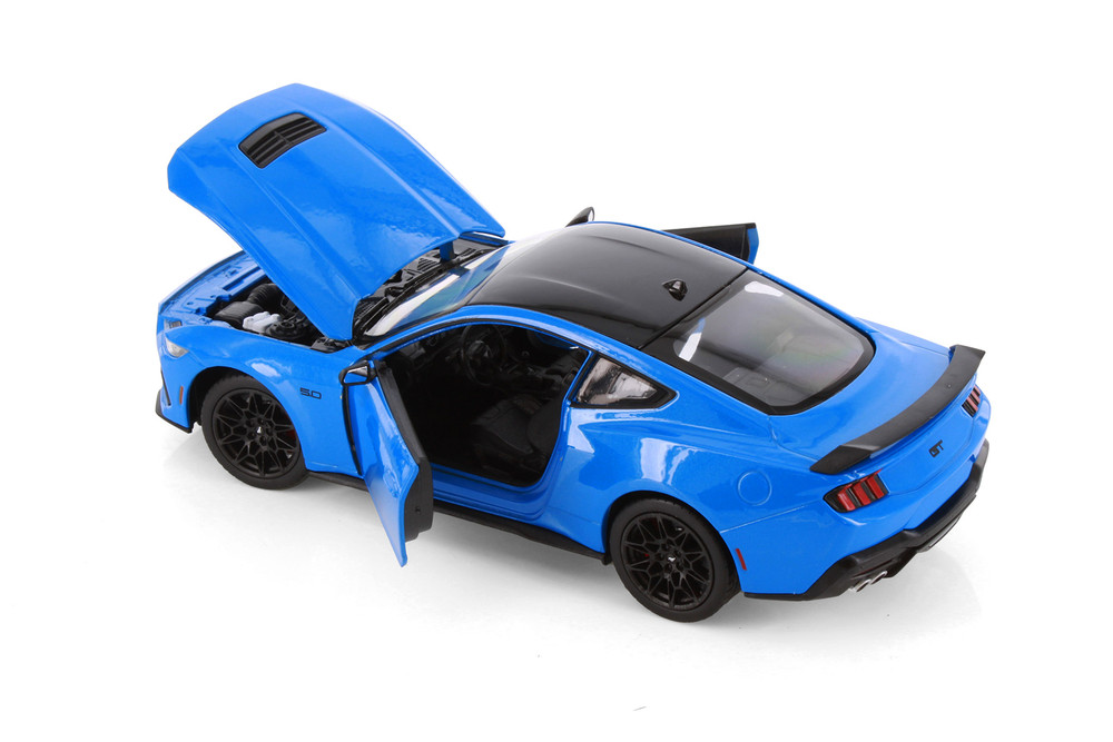 2024 Ford Mustang GT, Blue Muscle Car - Welly 24123/4D - 1/24 Scale Diecast Model Toy Car