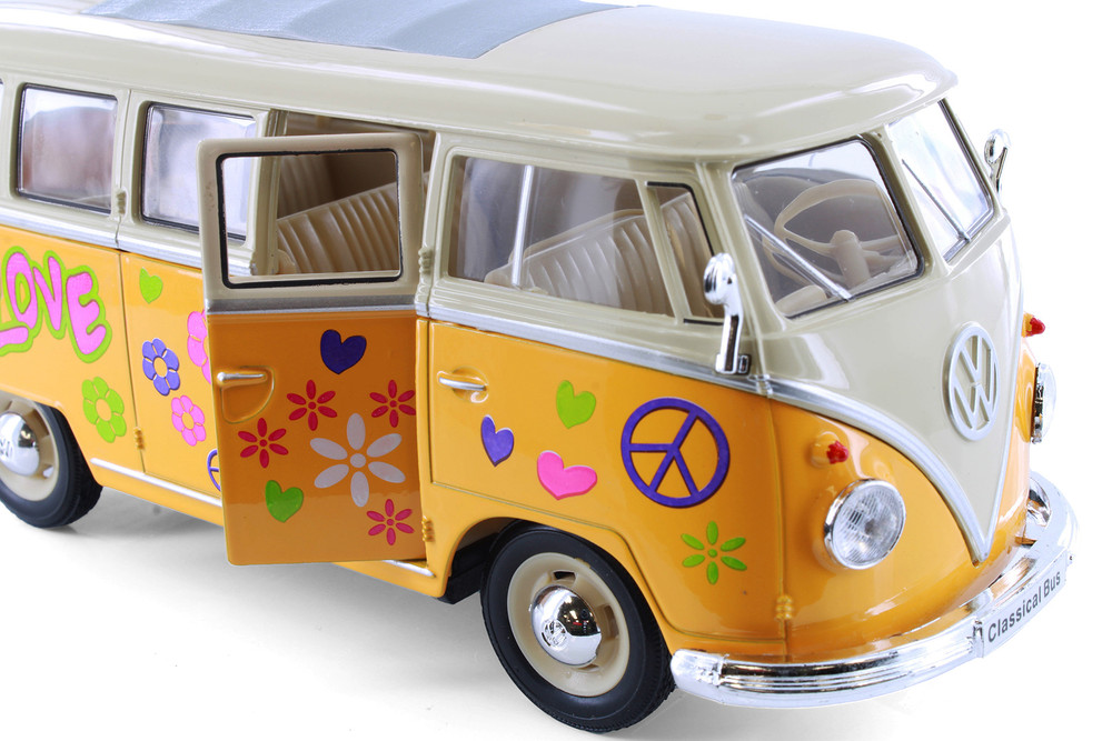 1963 Volkswagen Classical T1 Bus w/Love/Peace Decals, Yellow