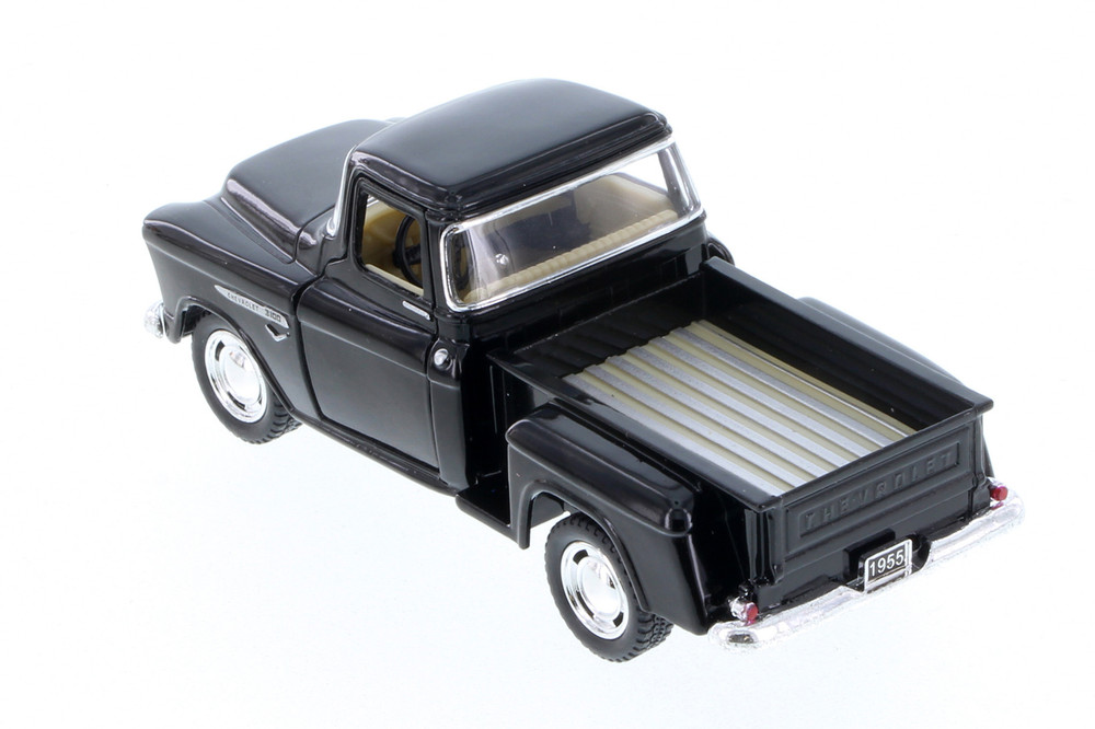 1955 Chevy Stepside Pickup Truck, Black - Kinsmart 5330D - 1/32 Scale Diecast Model Toy Car
