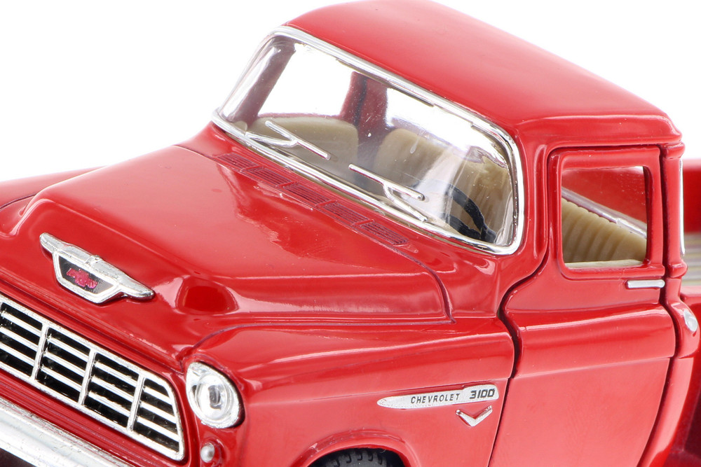 1955 Chevy Stepside Pickup Truck, Red - Kinsmart 5330D - 1/32 Scale Diecast Model Toy Car