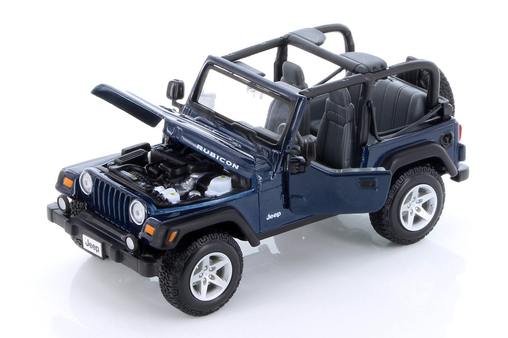 Jeep Wrangler Rubicon Convertible SUV, Blue - Showcasts 38245BU - 1/27 Scale Diecast Model Toy Car