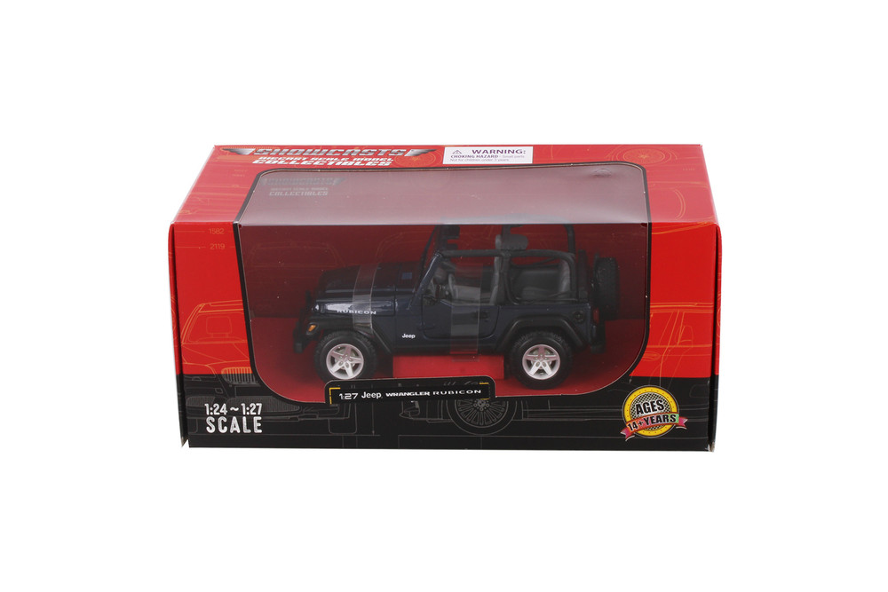 Jeep Wrangler Rubicon Convertible SUV, Blue - Showcasts 38245BU - 1/27 Scale Diecast Model Toy Car