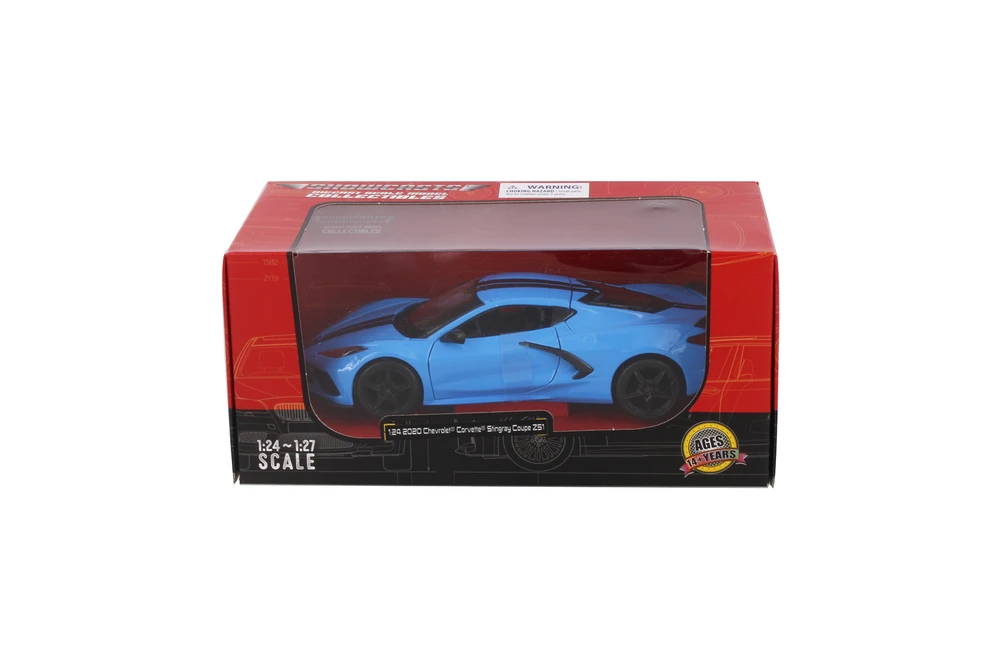 2020 Chevy Corvette Stingray Coupe Z51 Hardtop, Blue - Showcasts 38527BU - 1/24 Scale Diecast Model Toy Car