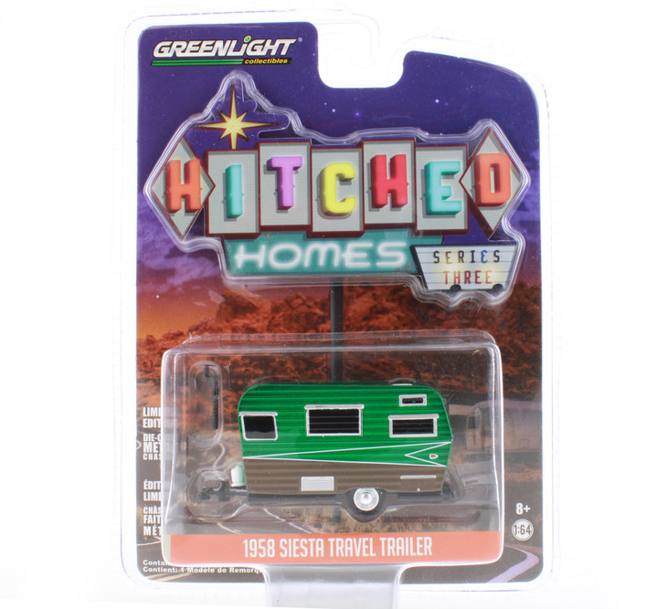 Siesta Auto Model GREEN MACHINE 1958 Siesta Travel Trailer, Green w/Brown - Greenlight ...
