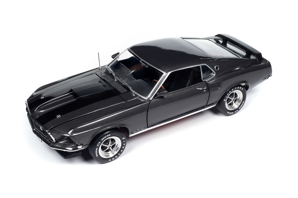 1969 Ford Mustang John Wick, Hitman Gray w/Black Stripes - Auto World AWSS145 - 1/18 Scale Diecast Model Toy Car