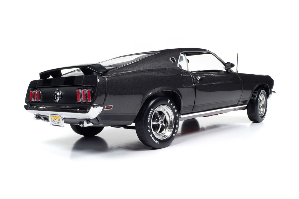 1969 Ford Mustang John Wick, Hitman Gray w/Black Stripes - Auto World AWSS145 - 1/18 Scale Diecast Model Toy Car