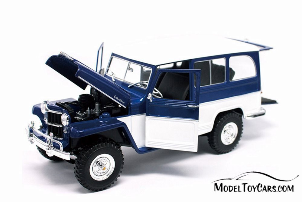 1955 Willys Jeep Station Wagon, Blue and White - Lucky Road