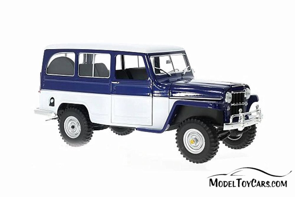 1955 Willys Jeep Station Wagon, Blue and White - Lucky Road