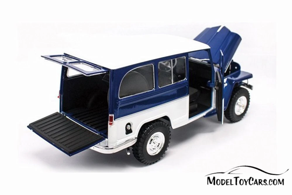 1955 Willys Jeep Station Wagon, Blue and White - Lucky Road