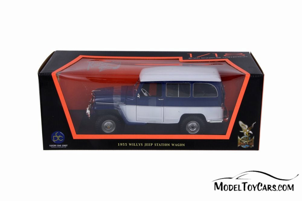 1955 Willys Jeep Station Wagon, Blue and White - Lucky Road