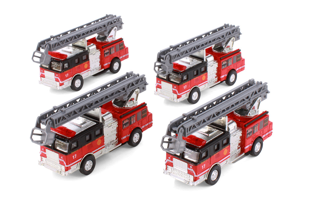 Box of 12 Chicago Fire Engine Truck, Red - Showcasts 9921CG - 4.75" Scale Diecast Model Toy Cars