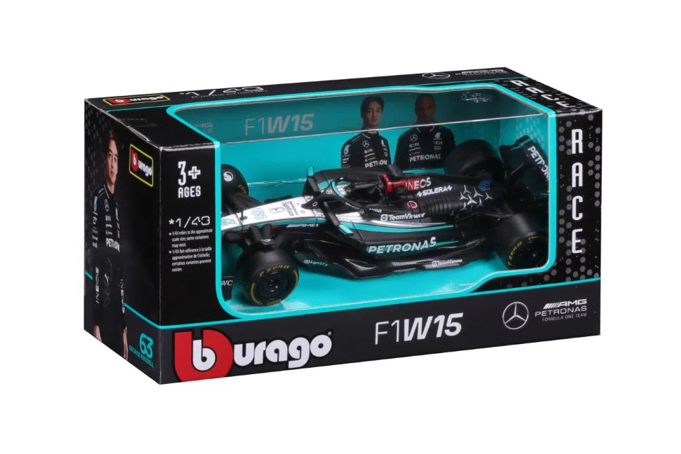 2024 Mercedes-Benz AMG Petronas F1 Team, #63 George Russell - Bburago 18-38208/63 - 1/43 Scale Diecast Model Toy Car