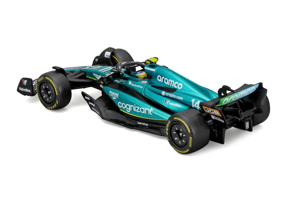2023 Aston Martin AMR23 w/Driver, #14 Fernando Alonso - Bburago 18