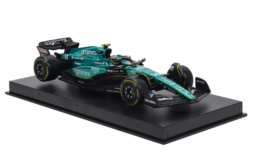 2023 Aston Martin AMR23 w/Driver, #14 Fernando Alonso - Bburago 18