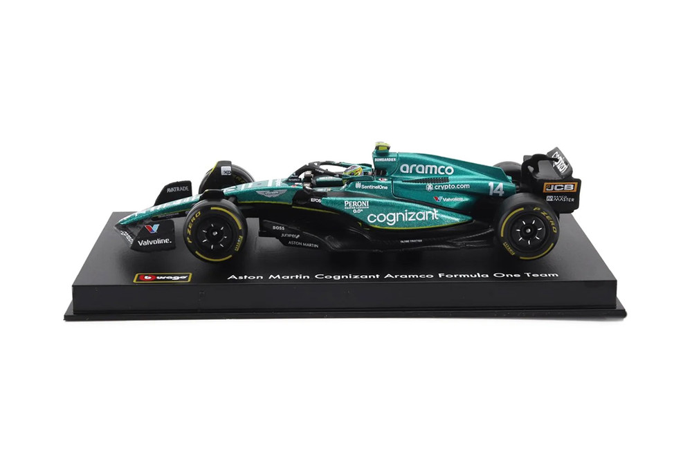 2023 Aston Martin AMR23 w/Driver, #14 Fernando Alonso - Bburago 18