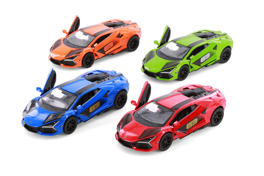 Box of 12 Lamborghini Revuelto Livery Edition, ASSTD - Kinsmart 5459DF - 1/38 Scale Diecast Model Toy Cars