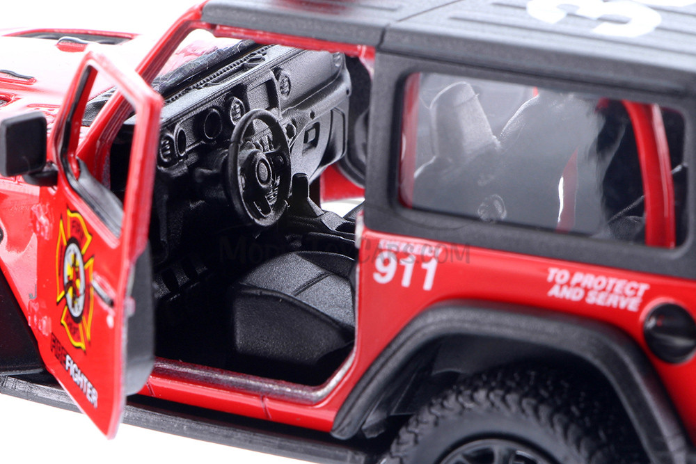 2018 Jeep Wrangler Rubicon Firefighter Hard Top, Red -  5412DPR - 1/34 scale Diecast Model Toy Car