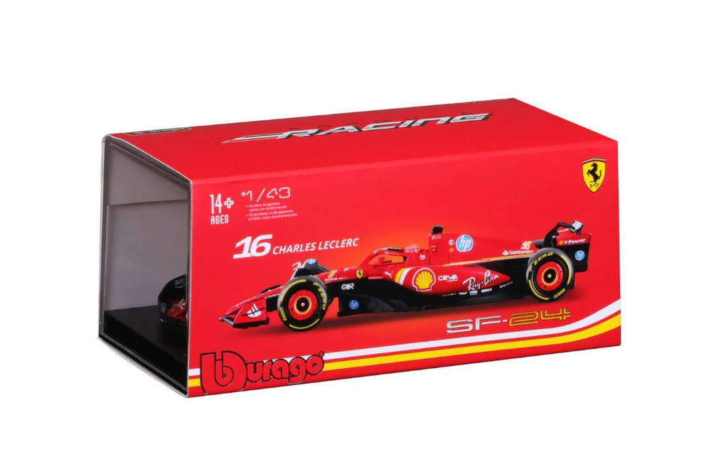 2024 Ferrari SF-24 w/Driver, #16 Charles Leclerc - Bburago 18