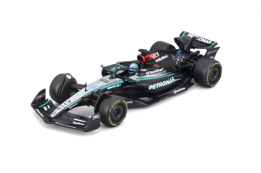 2024 Mercedes-Benz AMG Petronas w/Driver, #63 George Russell - Bburago 18-38209/63 - 1/43 Scale Diecast Model Toy Car