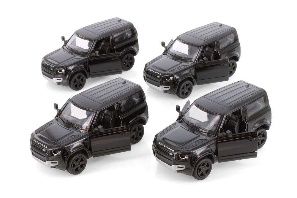 Box of 12 Land Rover Defender 90, Black - Kinsmart 5428DK - 1/36 Scale Diecast Model Toy Cars