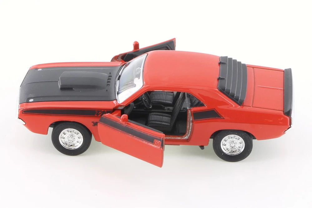 1970 Dodge Challenger T/A, Red w/ Black - Welly 43663D - 4.5" Diecast Model Toy Car