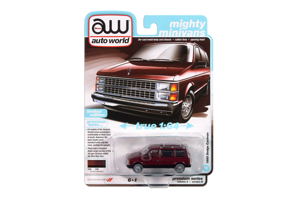 1985 Dodge Caravan, Red - Auto World AW64442/48B - 1/64 Scale Diecast Model Toy Car