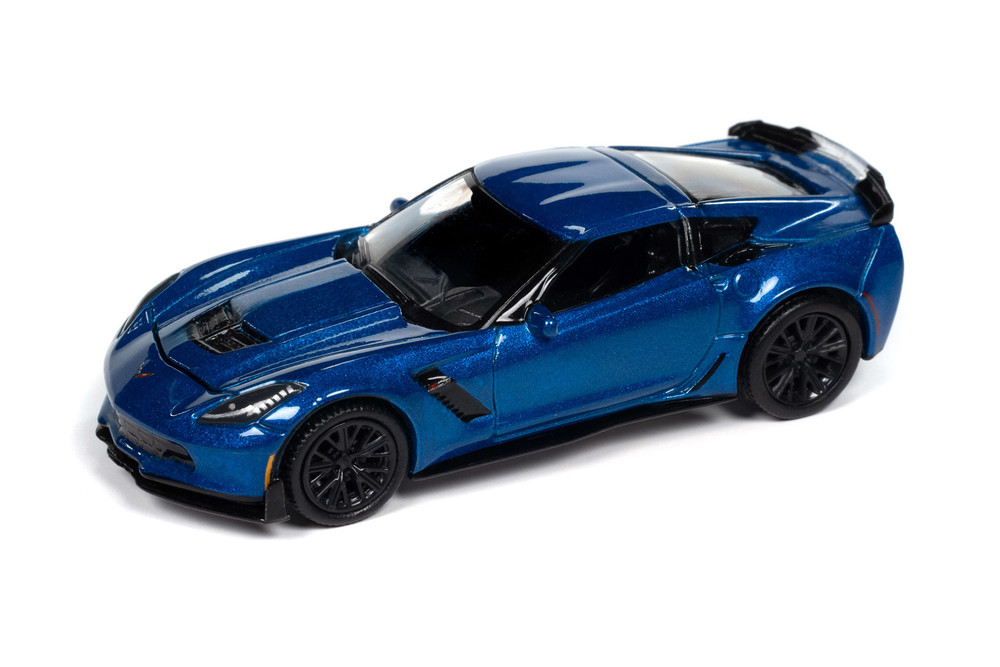 2019 Chevy Corvette Z06, Elkhart Lake Blue - Auto World AW64442/48B - 1/64 Scale Diecast Model Toy Car