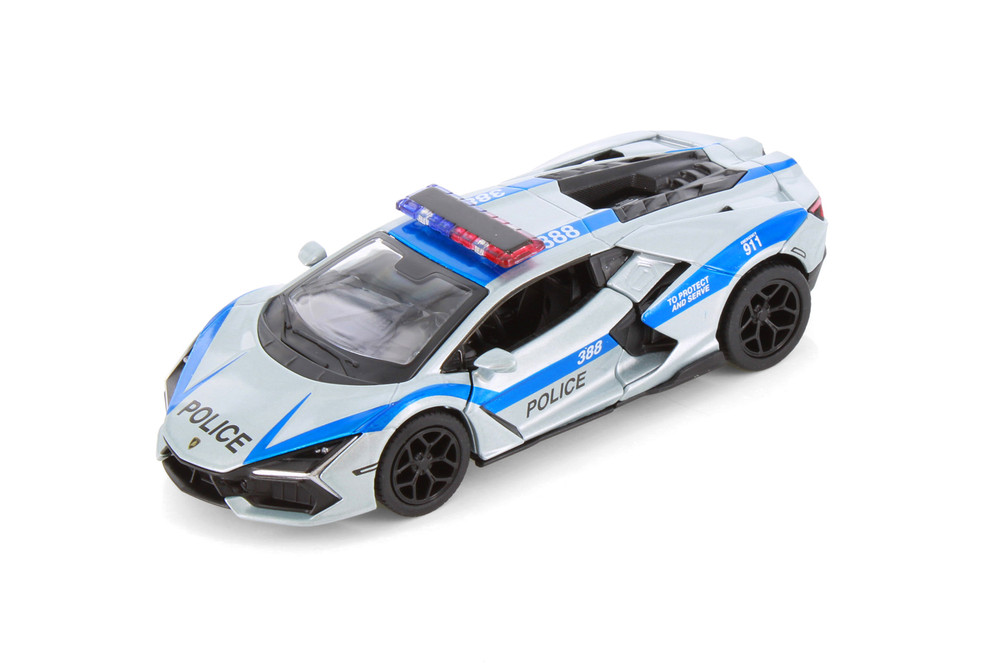 Lamborghini Revuelto Police Edition, Silver - Kinsmart 5459DPR - 1/38 Scale Diecast Model Toy Car
