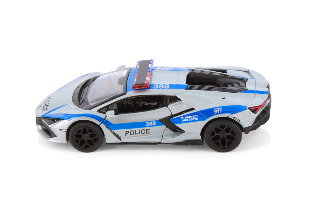 Lamborghini Revuelto Police Edition, Silver - Kinsmart 5459DPR - 1/38 Scale Diecast Model Toy Car