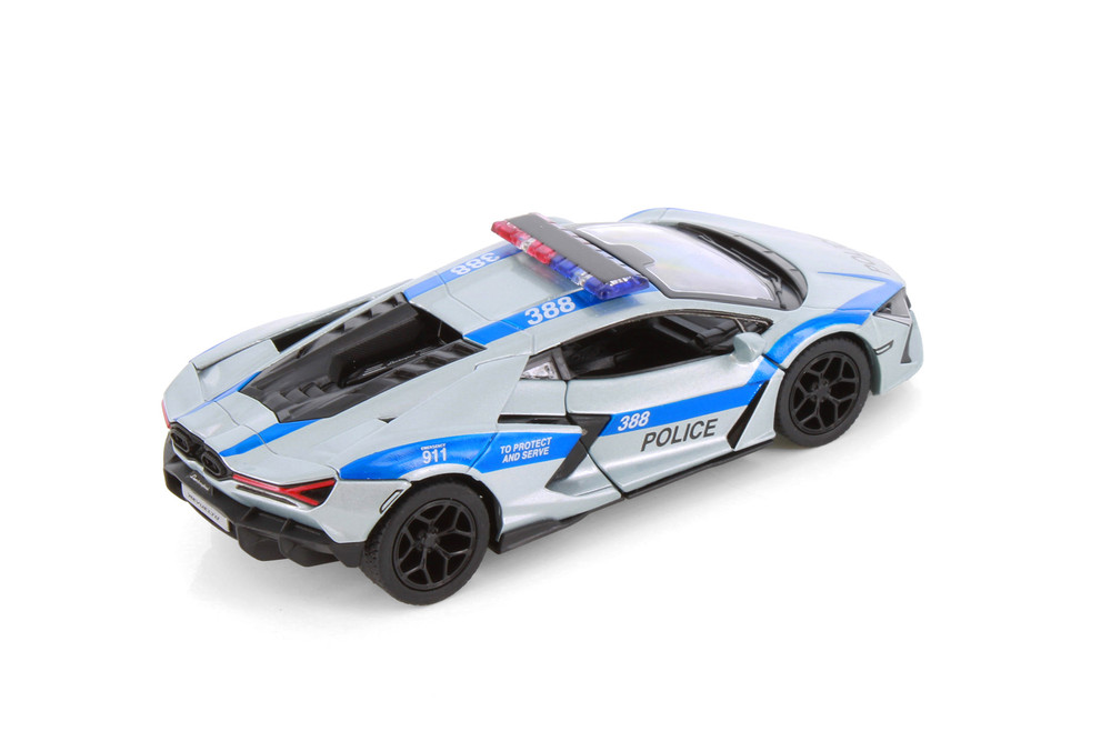Lamborghini Revuelto Police Edition, Silver - Kinsmart 5459DPR - 1/38 Scale Diecast Model Toy Car