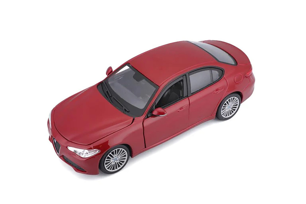 Bburago Alfa Romeo Giulia 1/24 Échelle - Voiture Miniature Portes Et Capot Ouvrants 19cm Rouge Mat
