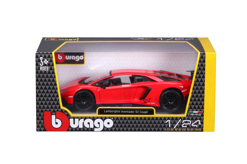 Lamborghini Aventador LP 750-4 SV Coupe, Red - Bburago 21079R - 1/24 Scale Diecast Model Toy Car
