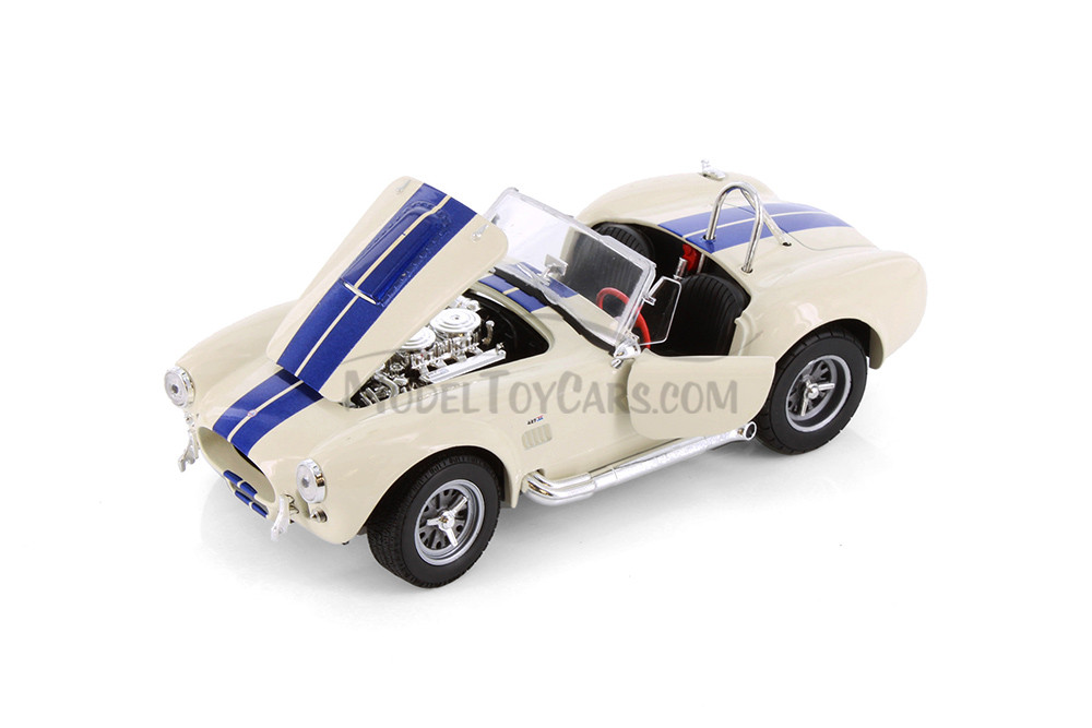Shelby Cobra 427 SC Convertible, Ivory w/Blue Stripes- Welly 24002