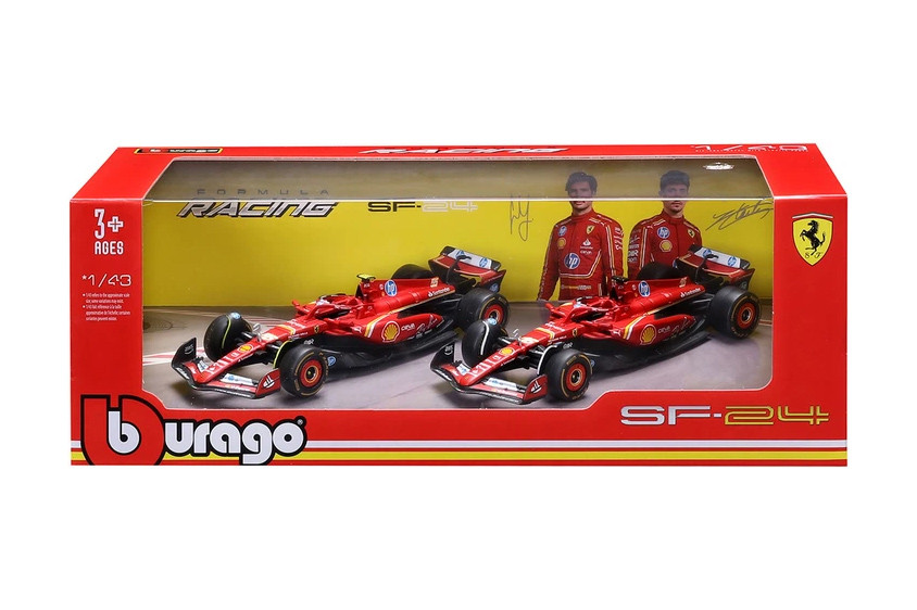 2024 Ferrari SF-24 Scuderia Ferrari 2-Pack, Red - Bburago 18-36839 - 1/43 Scale Diecast Model Toy Car