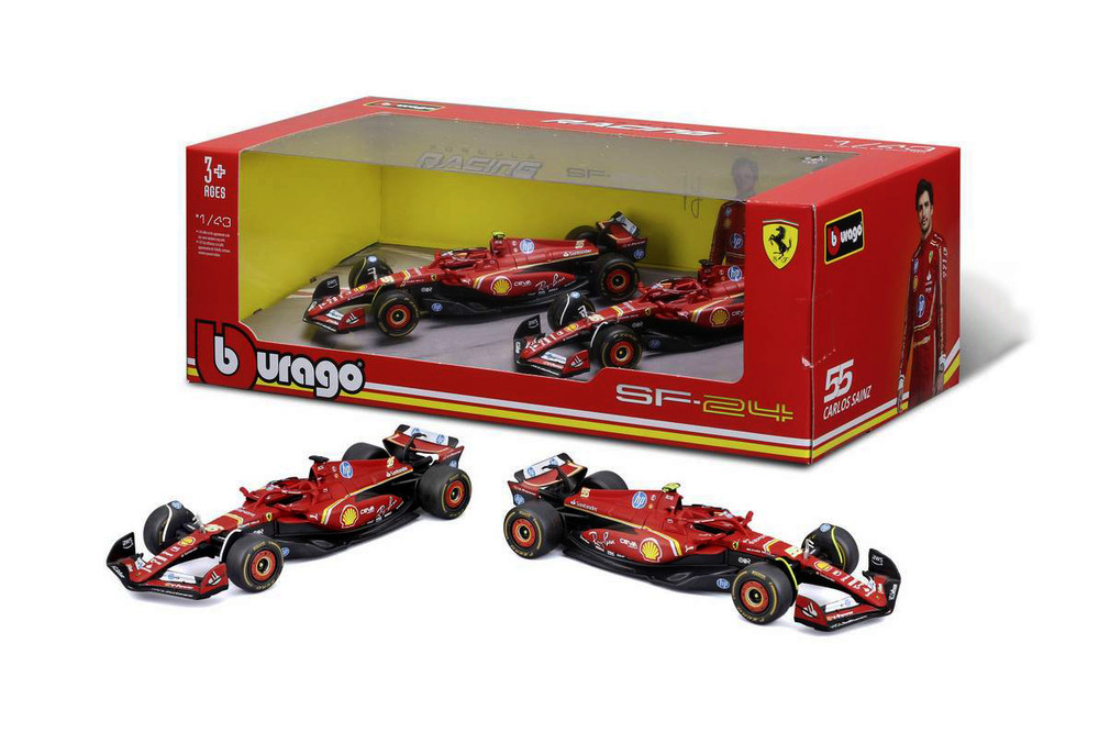 2024 Ferrari SF-24 Scuderia Ferrari 2-Pack, Red - Bburago 18-36839 - 1/43 Scale Diecast Model Toy Car